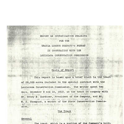Report on Investigative Projects 1913
