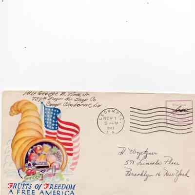 Envelope of a letter by George B Tims- Camp Claiborne- 11-1-1943