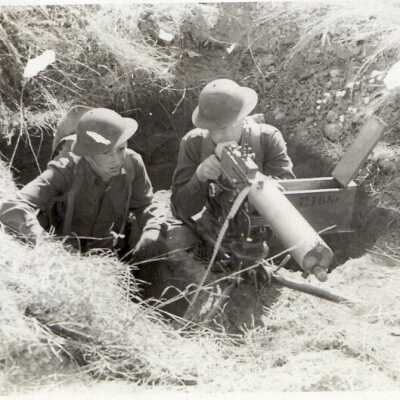 Camp Claiborne - Soldiers In Machine Gun Nest