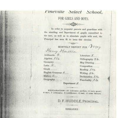 Monthly Report for Henry Hardtner