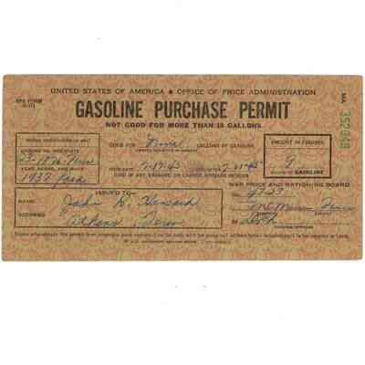 WWII-era Gasoline Purchase Permit