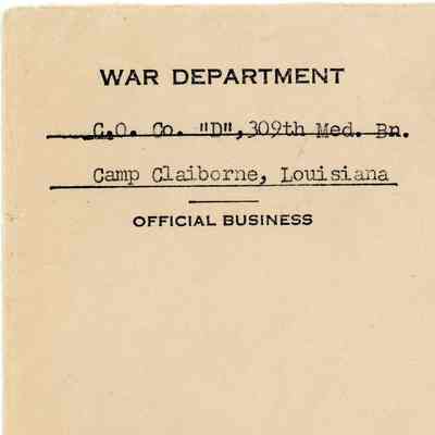 Camp Claiborne - 309th Medical Department Correspondence