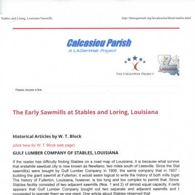 The Early Sawmills at Stables and Loring, Louisiana