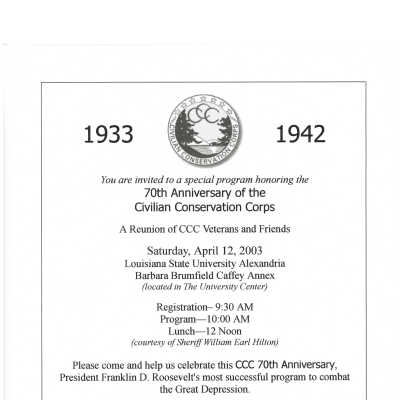 70th Anniversary of the Civilian Conservation Corps Reunion 2003 Flyer (a)