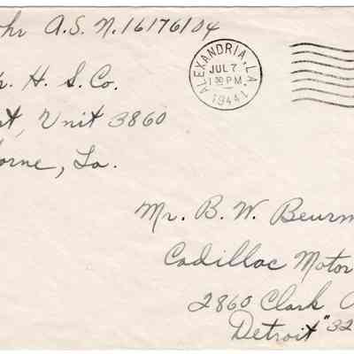 Envelope to B.W Beurmann from Sgt. P.J. Rohr
