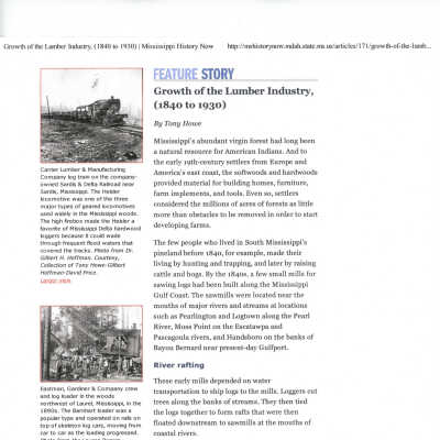 Growth of the Lumber Industry 2001