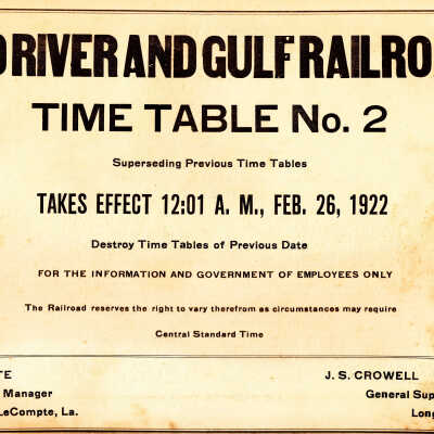 Red River and Gulf Railroad Co. Time Table No. 2