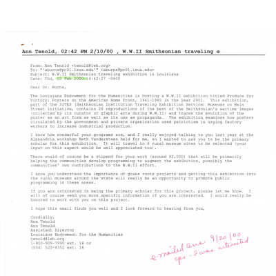 Produce for Victory Exhibit Correspondence