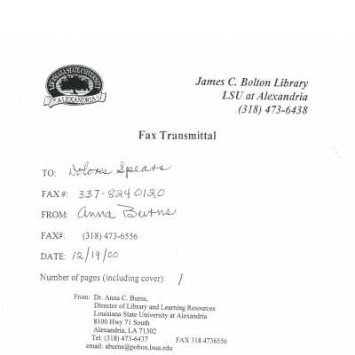 fax to Dolores Spears from Dr. Anna Burns: Page 3