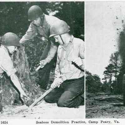 Camp Peary, Va.- Postcard- Seabees Demolition Practice