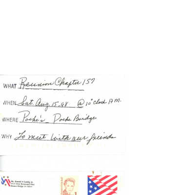 Mail Reminder for Reunion Chapter 157 1998
