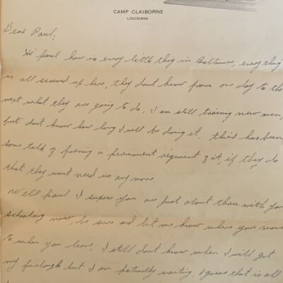 Camp Claiborne, LA Letter from October 19, 1943