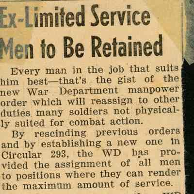 Camp Claiborne - Newspaper Clipping - Limited Service Men