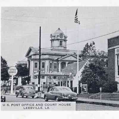 Postcard- Leesville, La- U. S. Post Office and Courthouse
