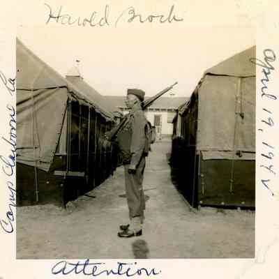 Camp Claiborne - Harold Brock - "Attention" - April 19, 1942 - Two Photos