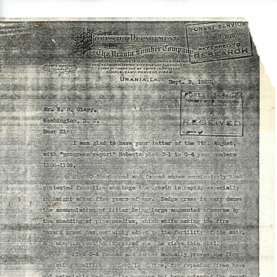 Letter of Sample Plots 1920 (a)