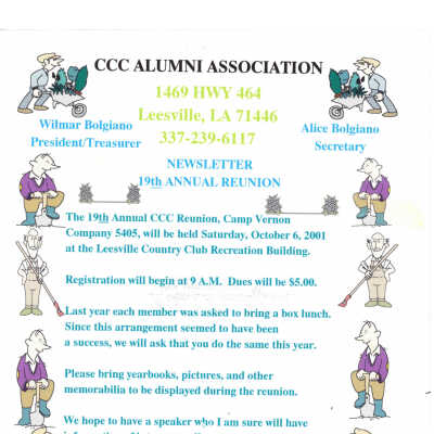 19th Annual CCC reunion newsletter on Oct. 6, 2001: Page 10