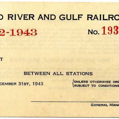 Red River & Gulf Railroad Pass 1942-43