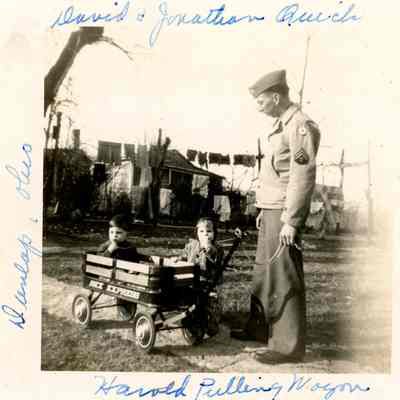 Camp Claiborne - Harold Brock Pulling Wagon - Dunlap Ohio - March 21, 1943
