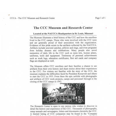 CCC Museum and Research Center About Page: Page 3