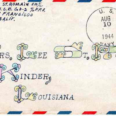 Decorated envelope by Lee St. Romain