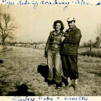 Camp Claiborne - Pope Riding Academy - Shirley Pope and Smitty - January 16, 1944