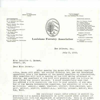 Letter to Caroline Dorman 1920 (d)