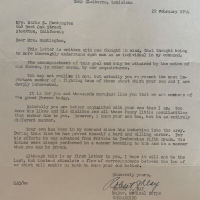 Camp Claiborne's 309th Medical Battalion, Company "D" Letters