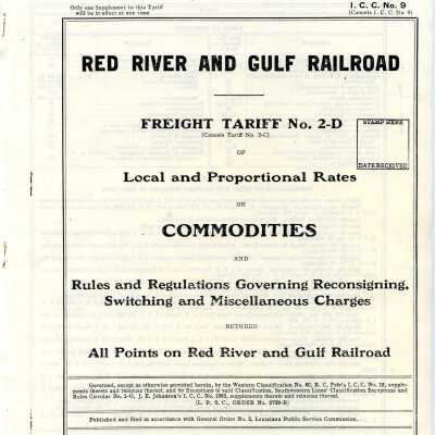 Red River & Gulf Railroad Freight Tariff No. 2-D