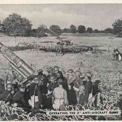 Postcard- Operating the 3'' Anti-aircraft Guns