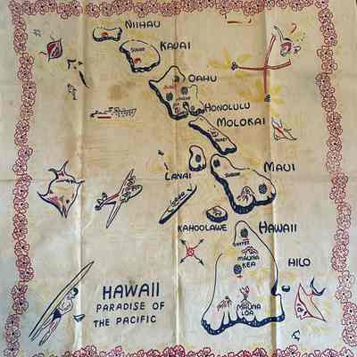Linen Map of Hawai'i Islands