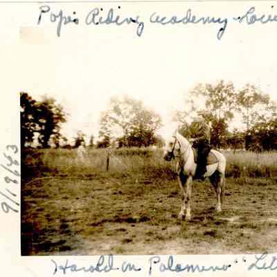 Camp Claiborne - Pope Riding Academy - Harold Brock on Horseback - September 19, 1943