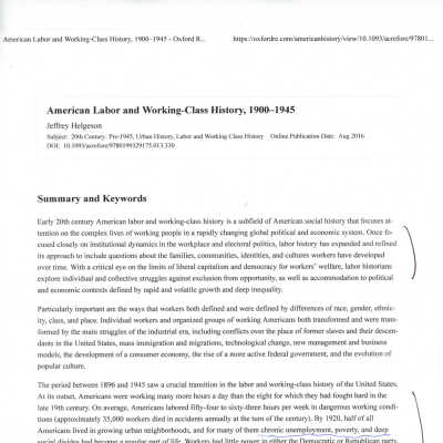 American Labor and Working-Class History 2016
