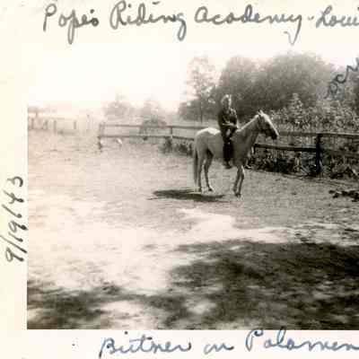 Camp Claiborne - Pope Riding Academy - Rider on Horseback - Sept. 19, 1943