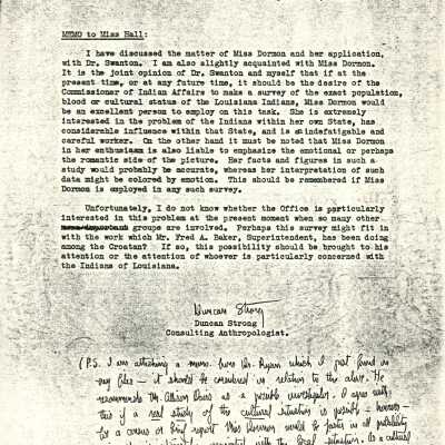 Caroline Dormon Correspondence with the Office of Indian Affairs (C)