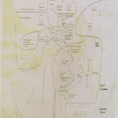 Hand drawn map of Fullerton Old Town Site
