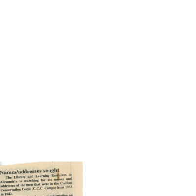 clipping of "Names/addresses sought": Page 13
