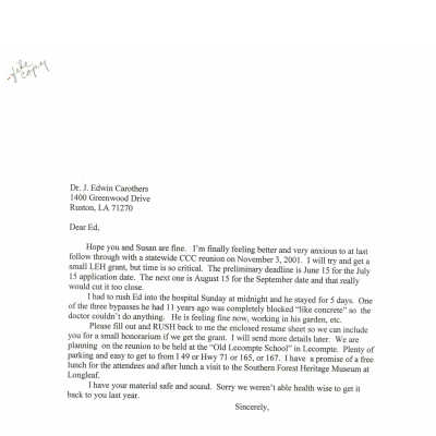 Grant Application and Rejection 2001