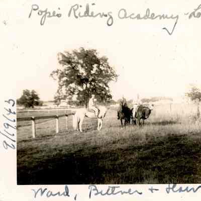 Camp Claiborne - Pope Riding Academy - Three Riders - Sept. 19, 1943