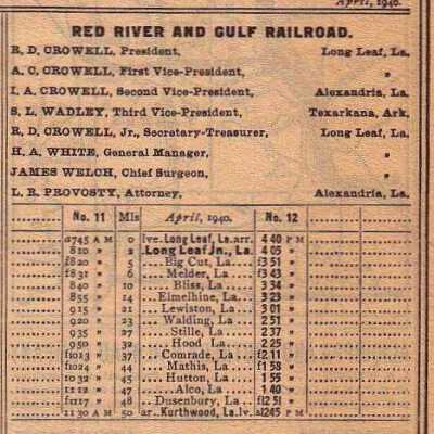 Red River & Gulf Railroad Company Equipment Register 1940