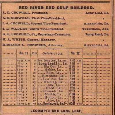 Red River & Gulf Railroad Company Equipment Register 1943