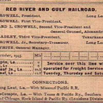 Red River & Gulf Railroad Company Equipment Register Oct 1945