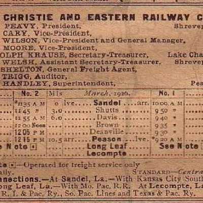 Christie and Eastern Railway Company Equipment Register 1926