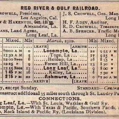Red River & Gulf Railroad Company Equipment Register 1910