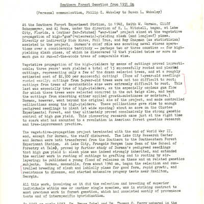 Southern Forest Genetic from 1951 On (Working Draft)