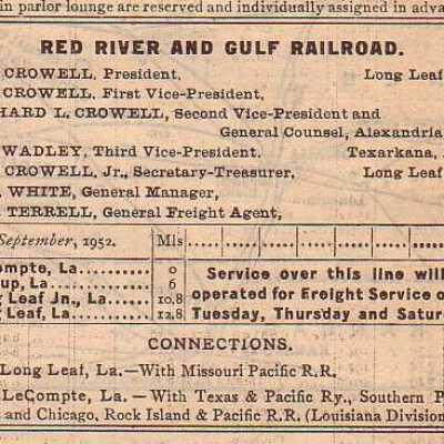 Red River & Gulf Railroad Company Equipment Register 1952