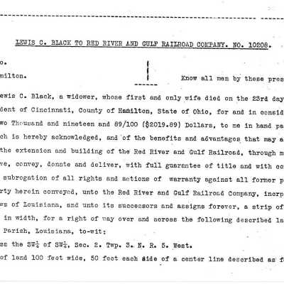 Sale Lewis Black to Red River & Gulf Railroad Company 1917