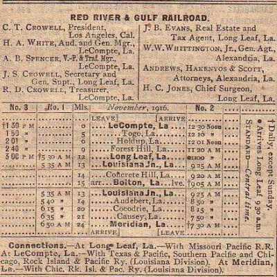 Red River & Gulf Railroad Company Equipment Register Nov 1916