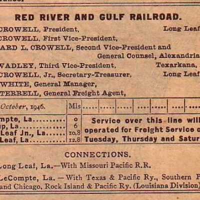 Red River & Gulf Railroad Company Equipment Register 1946