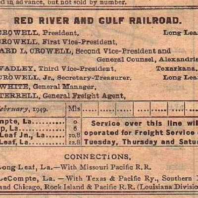 Red River & Gulf Railroad Company Equipment Register Feb 1949